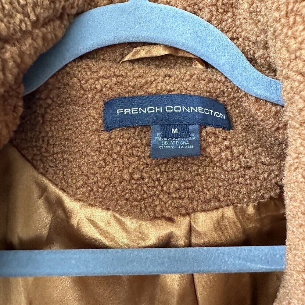 FRENCH CONNECTION Notch Collar Faux Fur Teddy Coat Size M - Picture 7 of 11